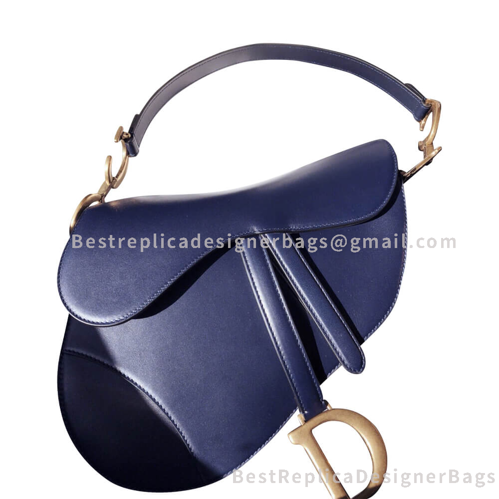 Dior Saddle Bag In Dark Blue Calfskin